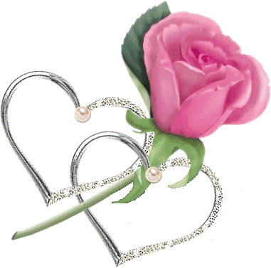 Perles de coeurs avec leur rose